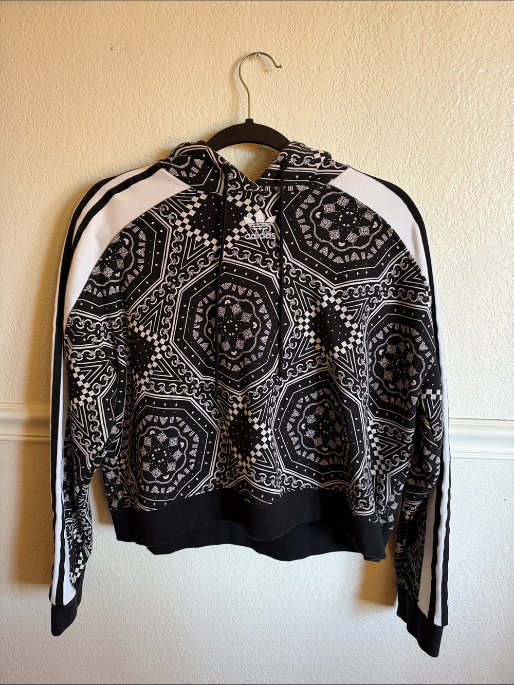 adidas superstar trefoil Black & White Geometric Hoodie Sweater size L